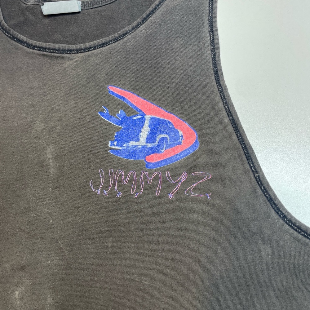 Vintage 90’s Jimmy Z Surf Faded Black Tank Top Hawaii Surfwear Large Oversized - Picture 4 of 6